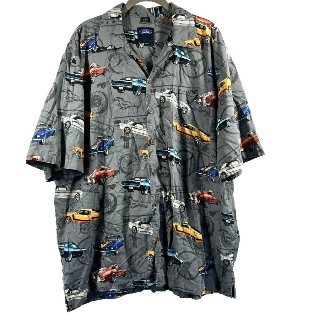 David Carey Ford Men's Shirt‎ 2X Cars Short Sleeve Button Up Pocket Cotton Blend